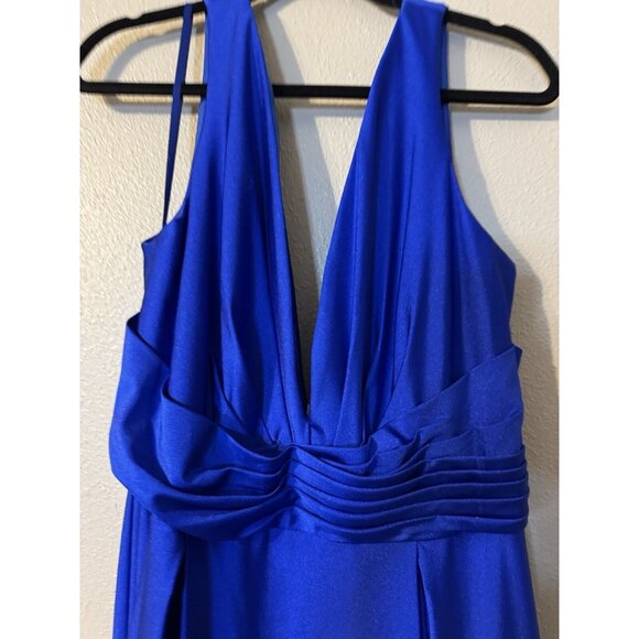 Mac Duggal Long Formal V Front Back Gown Dress 14 Royal Blue NWT $398 - Picture 12 of 14